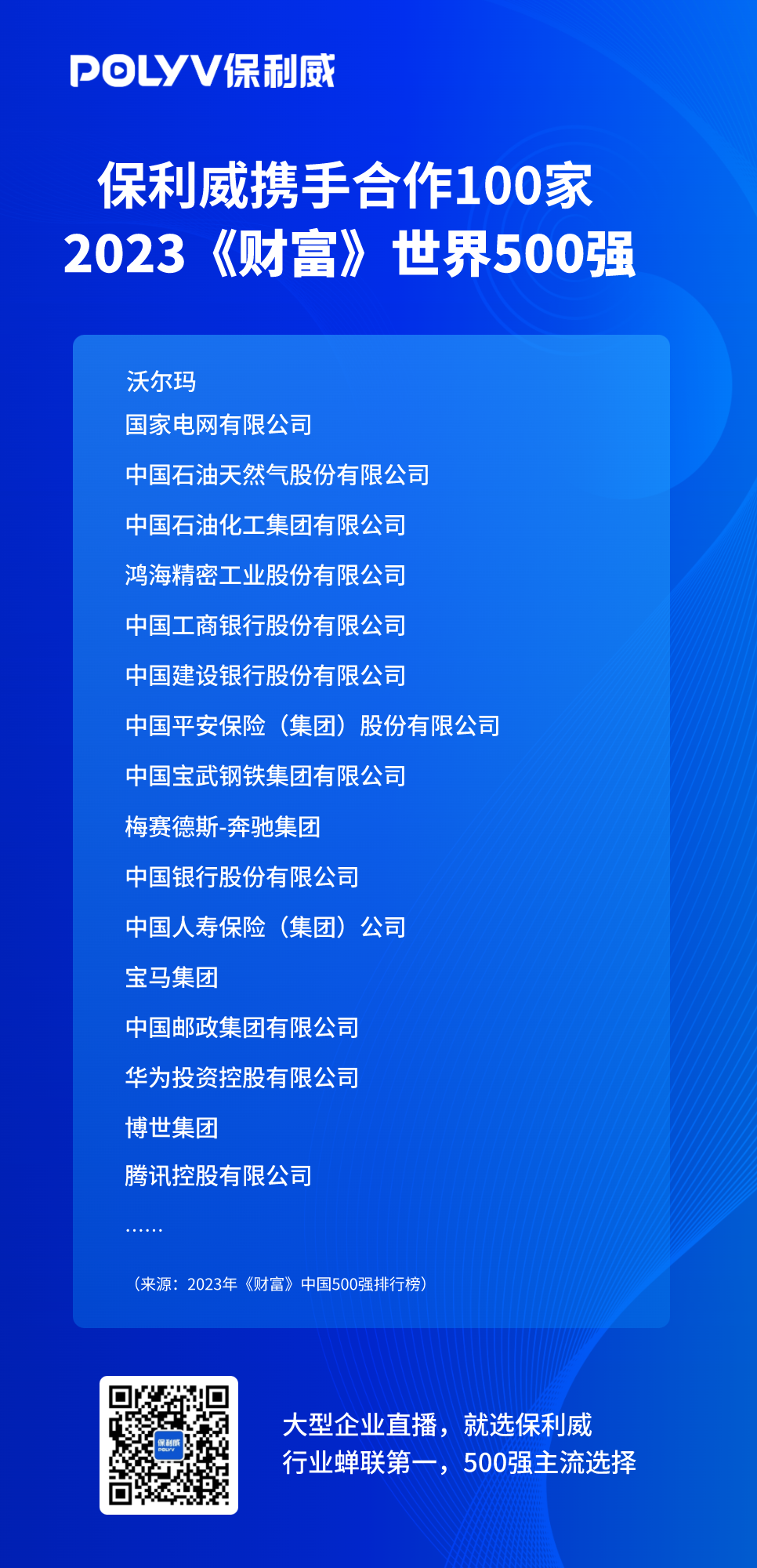 攜手百家2023《財富》世界500強，保利威為沃爾瑪、中國石化等企業(yè)提供視頻SaaS服務(wù)